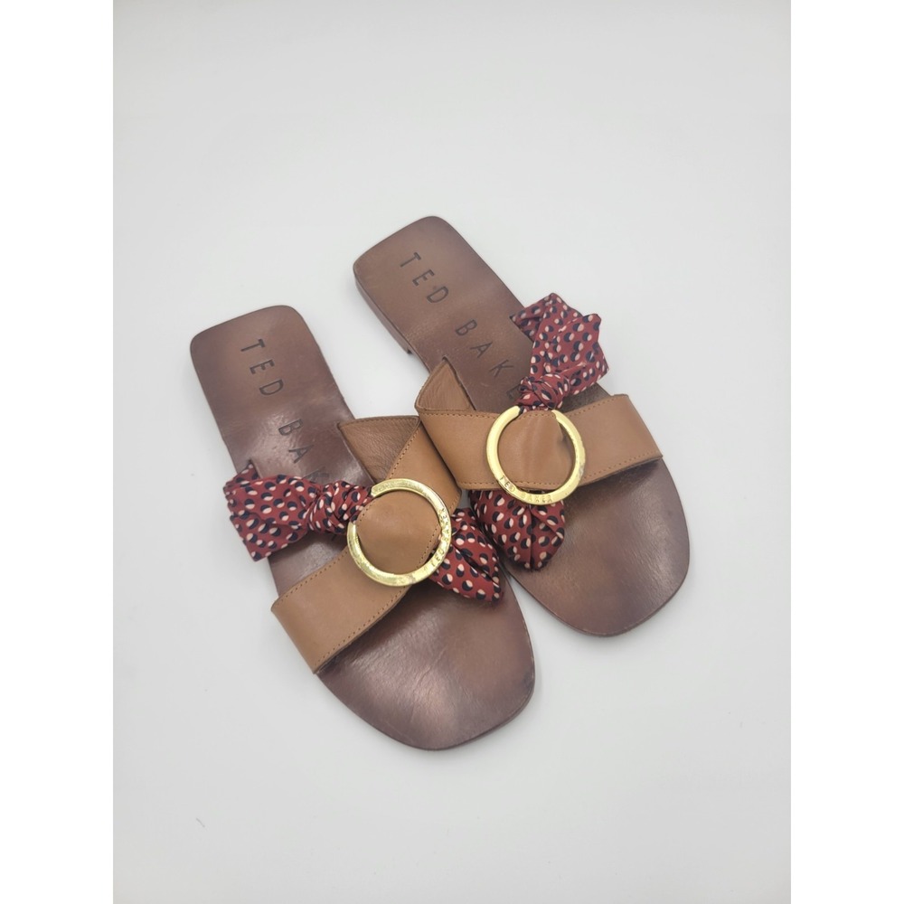 Ted Baker Maliyar Polka Dot Leather Scarf Sandals Flats Sz 38.5
